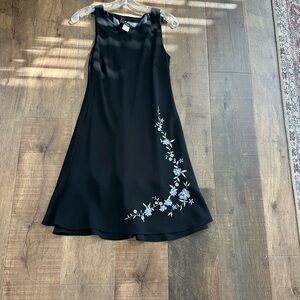 S.L. Fashions Elegant Black Dress with embroidery  petite